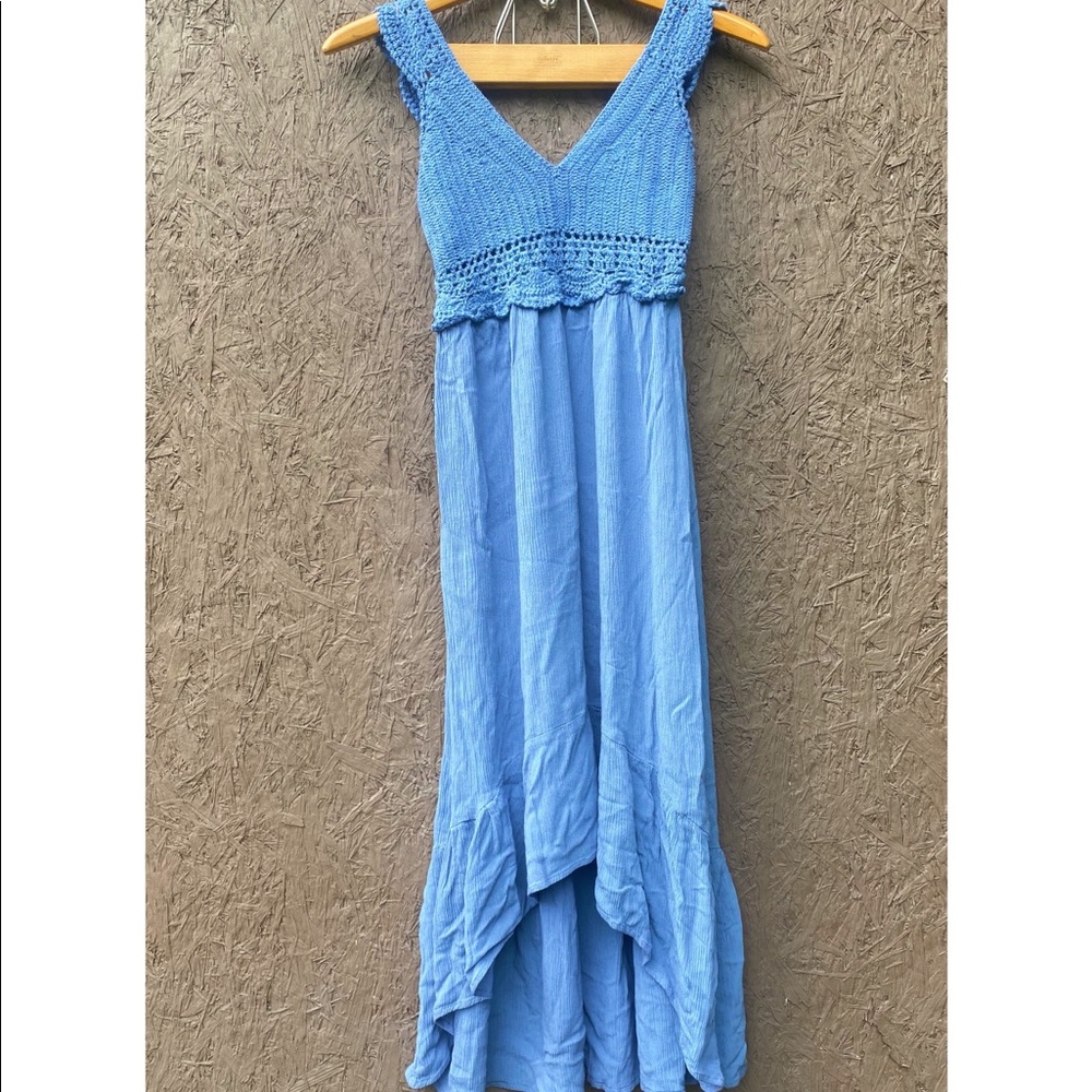 Blue Macramé High-low Dress